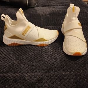 White & Gold Puma Shoes